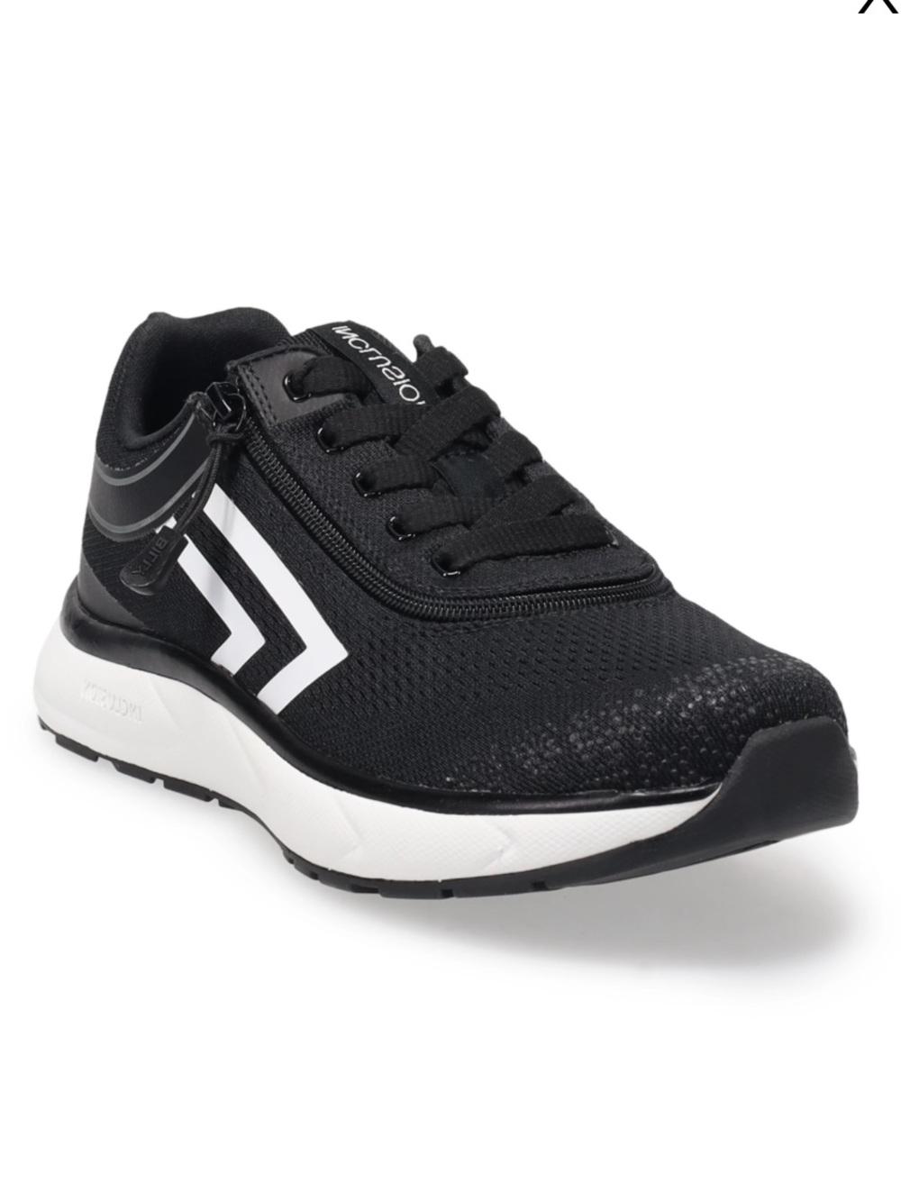 Billy Sport Inclusion Black White 2Stripe Zip Lace Adaptive 9.5 W Sneakers NIB